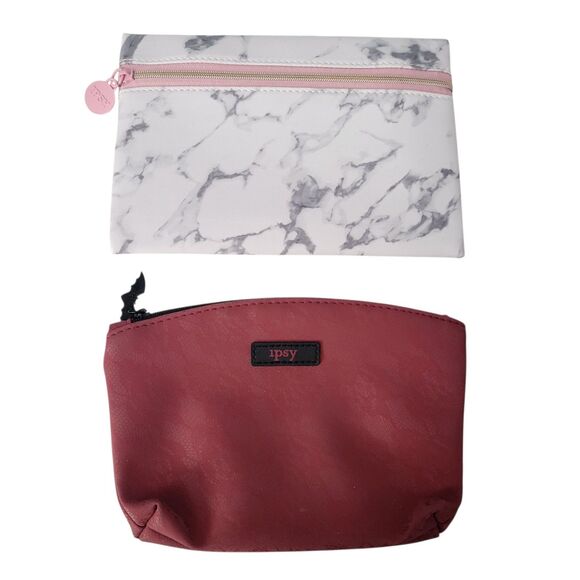 Ipsy Handbags - IPSY Wine Color Bag And Marble Bag Set
